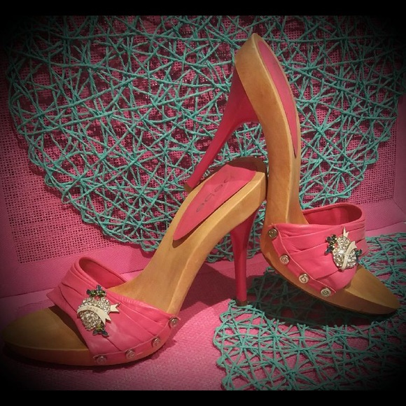 Bebe Platform Wooden Heels Swarovski - Picture 4 of 8